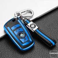 Silikon Leder-Look Schlüssel Cover passend für BMW Schlüssel rosa SEK13-B5-10