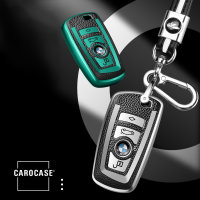 Silikon Leder-Look Schlüssel Cover passend für BMW Schlüssel blau SEK13-B5-4