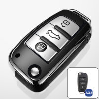 Coque de protection en silicone pour voiture Audi clé télécommande AX3 argent