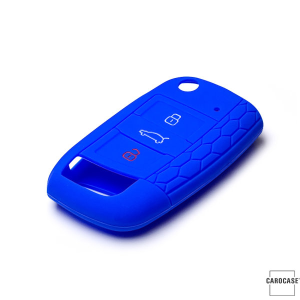 Coque de protection en silicone pour voiture Volkswagen clé télécommande V8X, V8 bleu