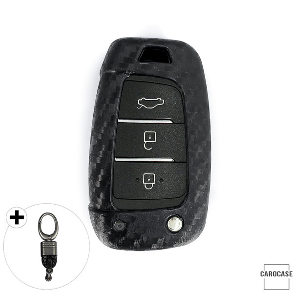Coque de protection en silicone pour voiture Hyundai clé télécommande D8 noir