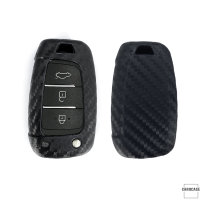 Silikon Carbon-Look Schlüssel Cover passend für Hyundai Schlüssel schwarz SEK3-D8-1
