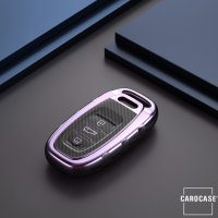 Glossy Carbon-Look Schlüssel Cover passend für Audi Schlüssel lila SEK14-AX4-20