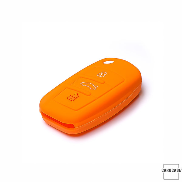 Silikon Schutzhülle / Cover passend für Audi Autoschlüssel AX3 orange