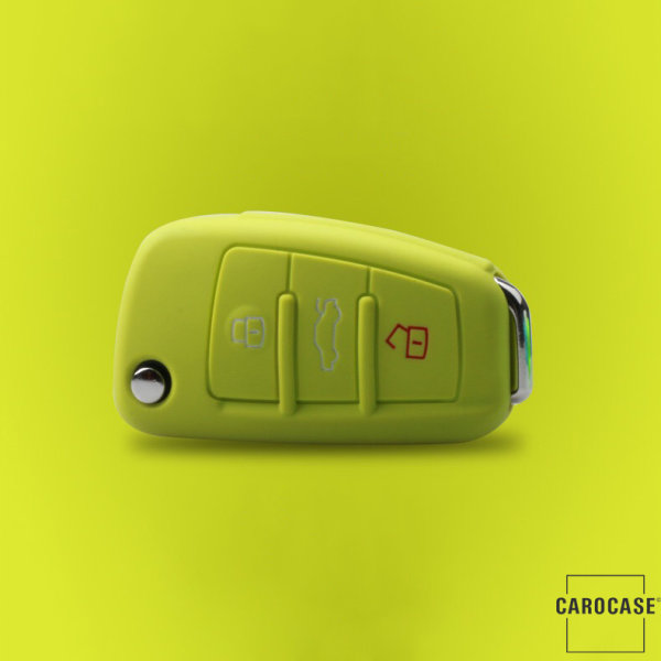 Coque de protection en silicone pour voiture Audi clé télécommande AX3 vert