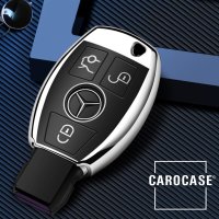 Coque de protection en silicone pour voiture Mercedes-Benz clé télécommande M7 argent