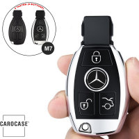 Black-Glossy Silikon Schutzhülle passend für Mercedes-Benz Schlüssel rot SEK7-M7-3