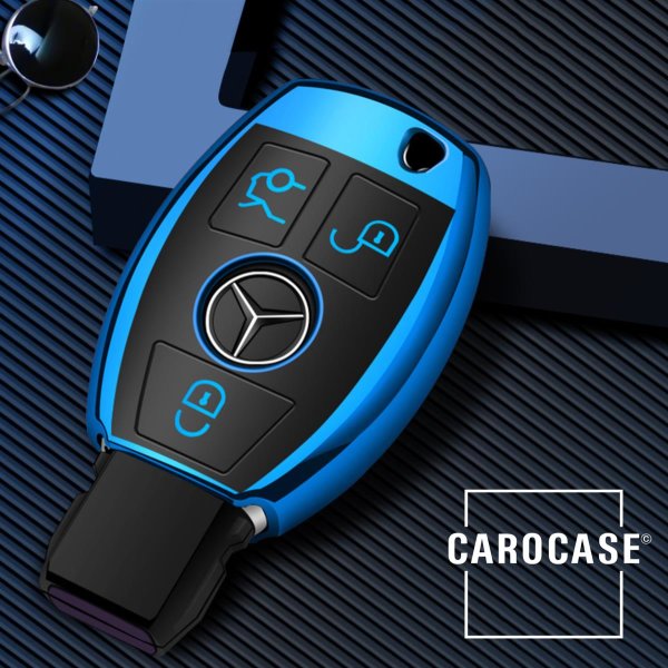 Silicone key fob cover case fit for Mercedes-Benz M7 remote key blue