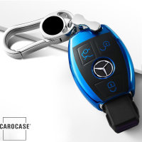 Black-Glossy Silikon Schutzhülle passend für Mercedes-Benz Schlüssel blau SEK7-M7-4