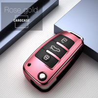 Coque de protection en silicone pour voiture Audi clé télécommande AX3 rose
