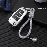 Glossy Carbon-Look Schlüssel Cover passend für Audi Schlüssel rot SEK14-AX3-3