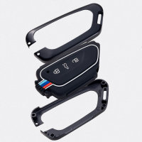 Coque de clé de voiture compatible avec Volkswagen, Skoda, Seat clés inkl. Karabiner (HEK10/2-V11)