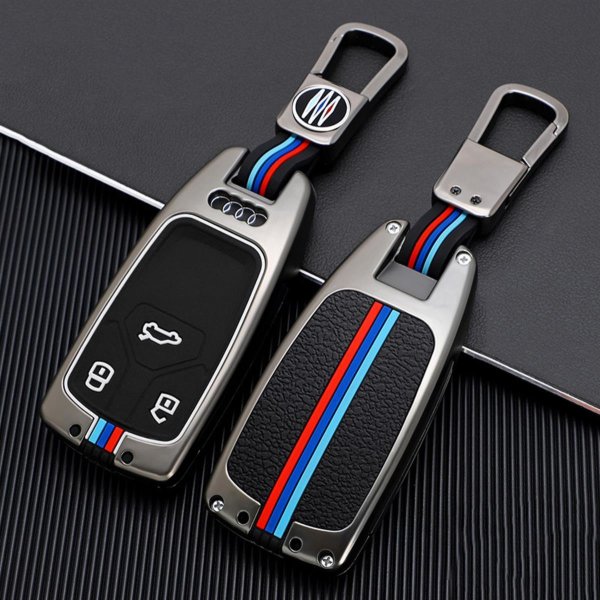 BLINGOOSE Autoschlüssel Hülle für Audi 3-Tasten Car Schlüsseletui Cover  Schutz Bling Schlüsselanhänger Kompatibel mit Audi Q3 TT TTS A1 A3 A4 A6 S3  S4 Key Frauen Männer Schwarz Gold TPU : 