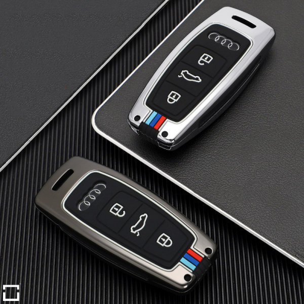 Premium Alu Schlüssel Cover für Audi Schlüssel mit Silikon Tastenschu, 22,95  €