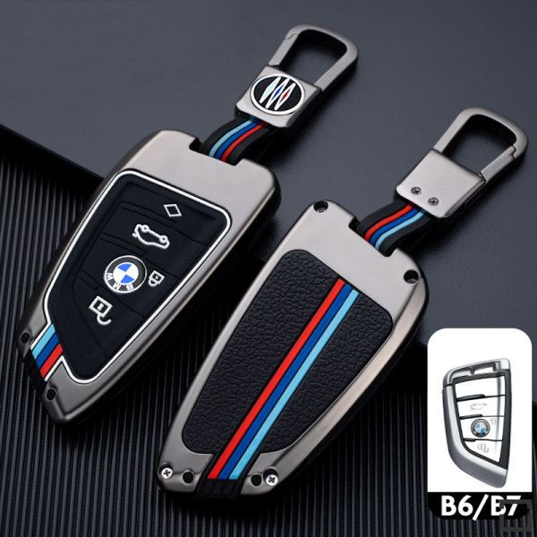 Coque de clé de voiture compatible avec BMW clés inkl. Karabiner (HEK10-B7)