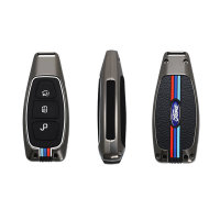 Premium Alu Schlüssel Cover für Ford Schlüssel mit Silikon Tastenschutz + Nachleuchtend