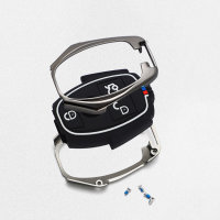 Premium Alu Schlüssel Cover für Mercedes-Benz Schlüssel mit Silikon Tastenschutz + Nachleuchtend  HEK10-M7