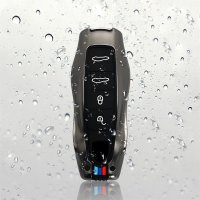Premium Alu Schlüssel Cover für Porsche Schlüssel mit Silikon Tastenschutz + Nachleuchtend  HEK10-PEX
