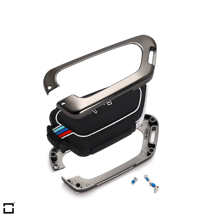 Premium Alu Schlüssel Cover für Volkswagen, Skoda, Seat Schlüssel mit Silikon Tastenschutz + Nachleuchtend  HEK10-V11-S222