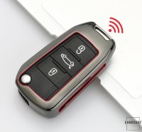 Alu Hartschalen Schlüssel Cover passend für Opel, Citroen, Peugeot Autoschlüssel  HEK13-P3