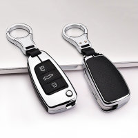 Aluminum, Leather key fob cover case fit for Audi AX3...
