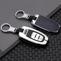 Aluminum, Leather key fob cover case fit for Audi AX4...
