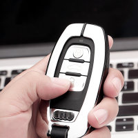 Aluminum, Leather key fob cover case fit for Audi AX4...