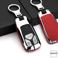 Aluminum, Leather key fob cover case fit for Audi AX6...