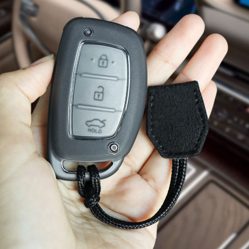TPU Schutzhülle für Hyundai Autoschlüssel (Typ D1-D2) in Milchglas-Optik inkl. Kordelband | Carocase