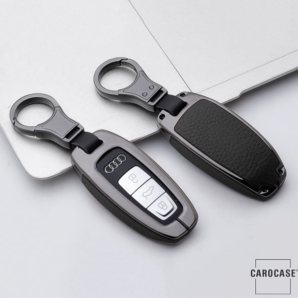 Aluminium, Leder Schlüssel Cover passend für Audi Schlüssel HEK15