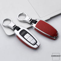 Aluminum, Leather key fob cover case fit for Audi AX7 remote key