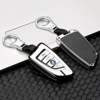 Aluminum, Leather key fob cover case fit for BMW B6, B7...