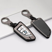 Aluminum, Leather key fob cover case fit for BMW B6, B7 remote key