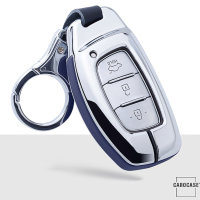Aluminium, Leder Schlüssel Cover passend für Hyundai Schlüssel  HEK15-D1