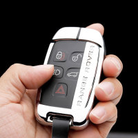Aluminum, Leather key fob cover case fit for Land Rover, Jaguar LR2 remote key
