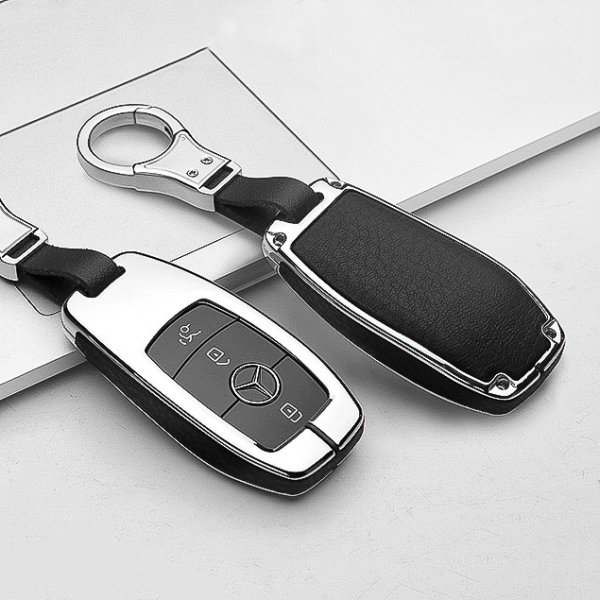 Leather key fob cover case fit for Mercedes-Benz M9 remote key, 25