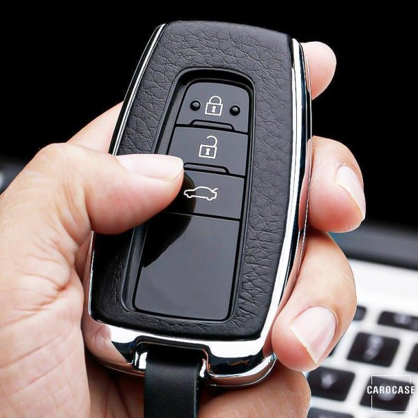Aluminum, Leather key fob cover case fit for Toyota T5, T6 remote key