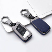 Aluminium, Leder Schlüssel Cover passend für Volkswagen, Skoda, Seat Schlüssel  HEK15-V4