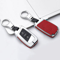 Aluminium, Leder Schlüssel Cover passend für Volkswagen, Skoda, Seat Schlüssel  HEK15-V4
