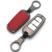 Aluminum, Leather key fob cover case fit for Volkswagen...
