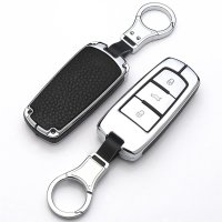 Aluminum, Leather key fob cover case fit for Volkswagen...