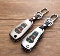 Alu Hartschalen Schlüssel Cover passend für Ford Autoschlüssel mit Leuchtfunktion  HEK17-F2