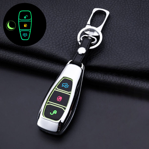 Alu Hartschalen Schlüssel Cover passend für Ford Autoschlüssel mit Leuchtfunktion  HEK17-F5