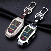 Alu Hartschalen Schlüssel Cover passend für Opel, Citroen, Peugeot Autoschlüssel mit Leuchtfunktion  HEK17-P2