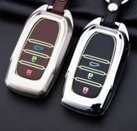 Alu Hartschalen Schlüssel Cover passend für Toyota Autoschlüssel mit Leuchtfunktion  HEK17-T4