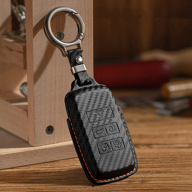 Carocase Carbon Anahtar Kılıfı - Jaguar / Land Rover için Premium Carbon-Look Deri Kılıf (Tip LR1)