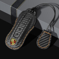 Carocase Carbon Schlüsselhülle für Porsche Autoschlüssel (Typ PE2) | Premium Carbon-Look Leder-Schutzhülle