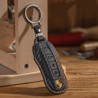 Carocase Carbon Schlüsselhülle für Porsche Autoschlüssel (Typ PE2) | Premium Carbon-Look Leder-Schutzhülle