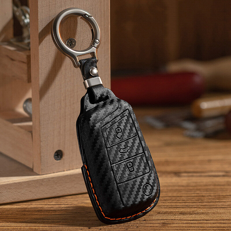 Carocase Coque de Clé Carbon pour clé de voiture Audi / Seat / Skoda / VW (Type V3X) | Coque de protection premium aspect carbone en cuir