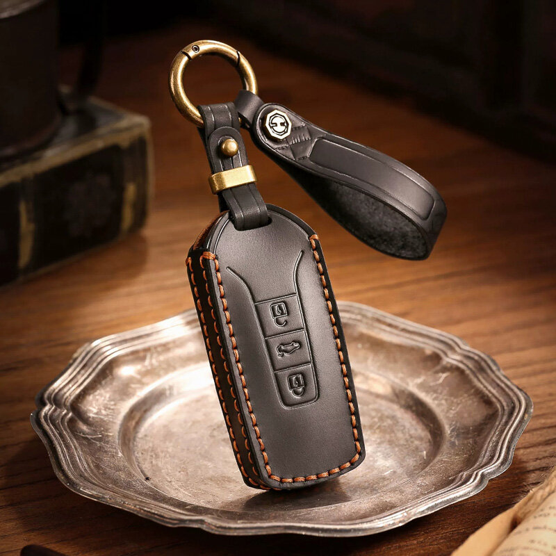 Carocase Handgefertigte Leder Schlüsselhülle für VW Autoschlüssel (Typ V9X) | Premium Echtleder-Schutzhülle Premium Schutzhülle Autoschlüssel Case